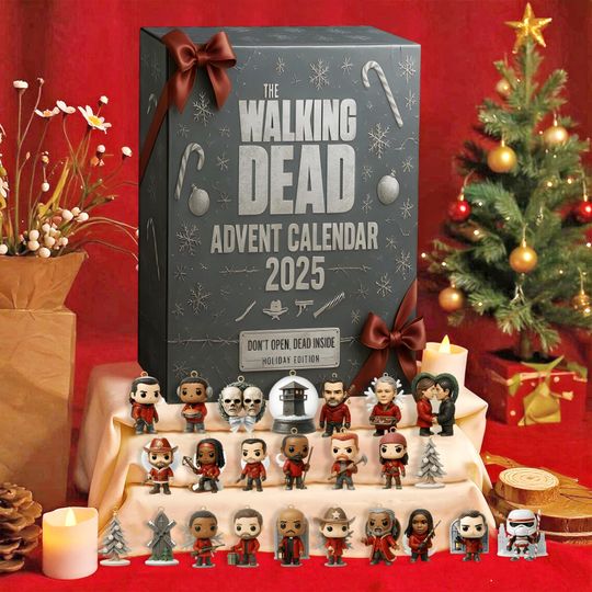 Discover Zombie Apocalypse Countdown Calendar, 2025 Horror Advent Box, Undead Walker Holiday Gift, Spooky Xmas Decor,  2D Acrylic