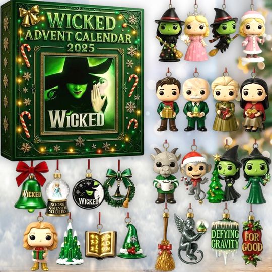 Discover 24 Day Broadway Show Figure Calendar, Oz Wizard Ornaments, Theater Musical Fan Gift, Emerald City Decor,  2D Acrylic