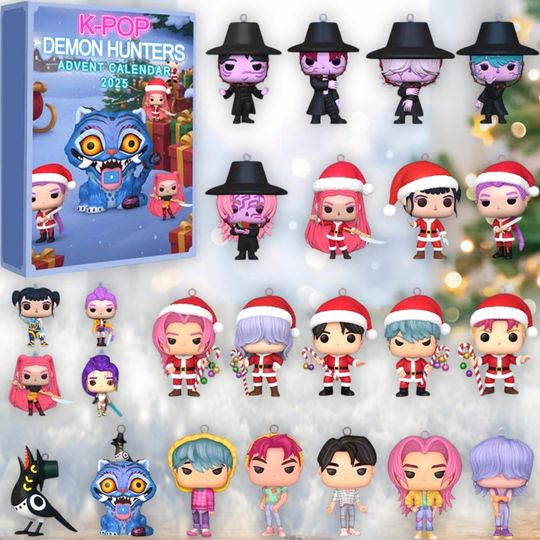 Discover 24 Day Korean Pop Style Figure Calendar, Idol Hunter Ornaments, Christmas Music Fan Gift, Asia Pop Art Decor, Collectible Set