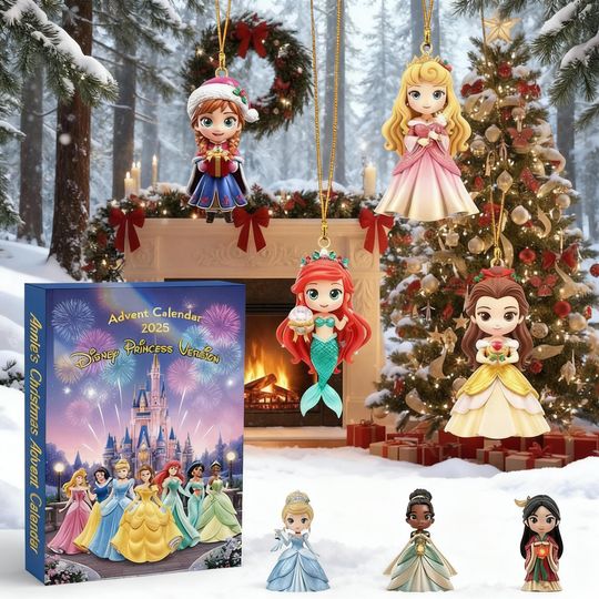 Discover Fairytale Princess Advent Calendar 2025, Mini Ornament Set, Queen Christmas Countdown Gift, 24 Day Holiday Decor