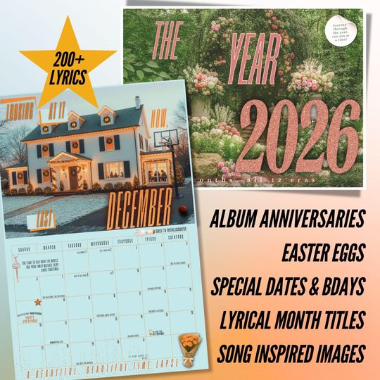 Discover 2026 Eras Showgirl Lyrical Wall Calendar