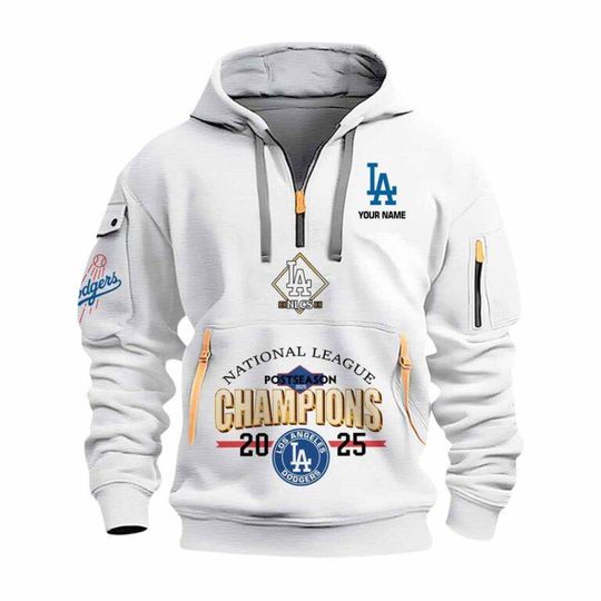 Dodgers National League Champions 2025 Personalized Quarter Zip Hoodie