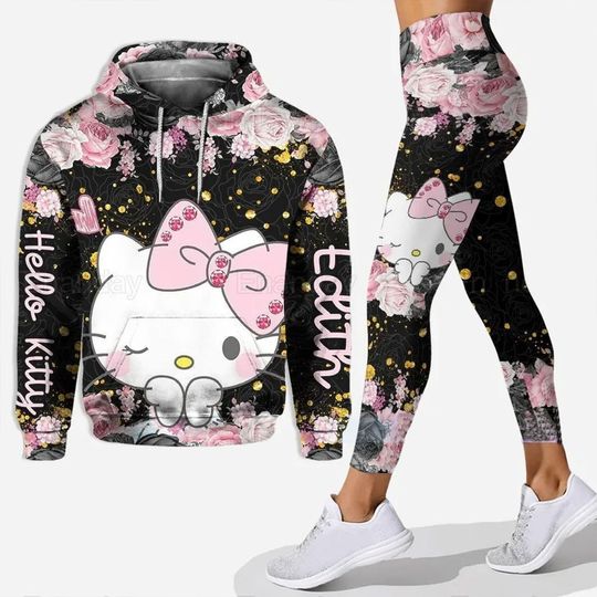 Hello Kitty Hoodie, Custom Kitty Hoodie, Hello Kitty Legging, Cute Cat Hoodie