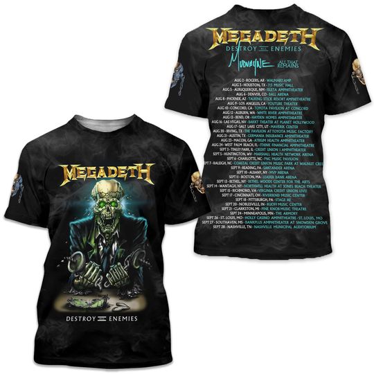 Hot 2025 MEGADETH DESTROY ALL ENEMIES TOUR 2024 3D T-SHIRT Gift For Fans