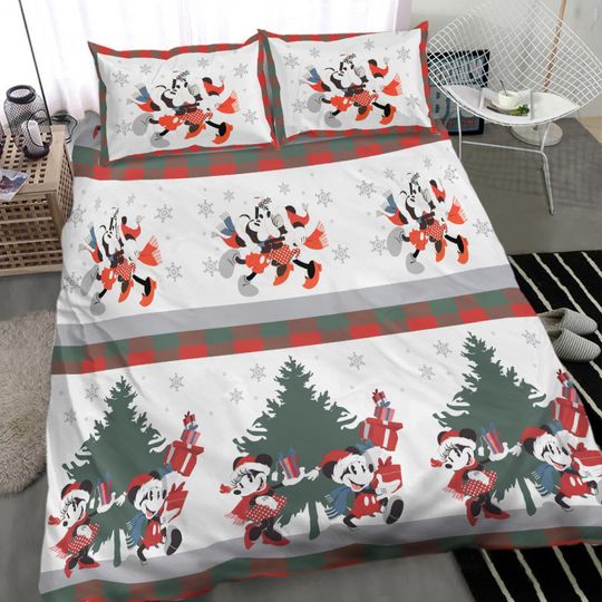 Merry Christmas Have A Magical Dream With Minnie Mouse Bedding Set | Cartoon Bedding Set | Gift For Kid