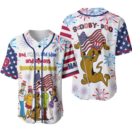 Scooby Doo Baseball Jersey, Scooby Doo Shirt, Scooby Doo Jersey, 4th Of July Shirt, Custom Name Baseball Jersey, Scooby Doo Gift