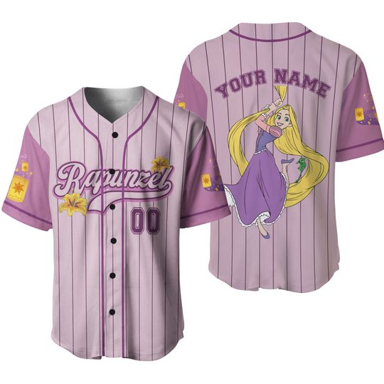 Custom Disney Tangled Rapunzel Baseball Jersey, Princess Rapunzel Baseball Jersey, Disney Rapunzel Jersey, Rapunzel Jersey, Disney Jersey