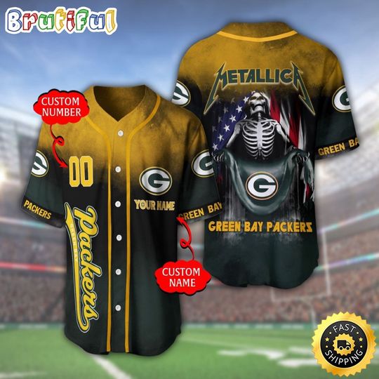 Green Bay Packers Baseball Jersey Team Spirit Tops