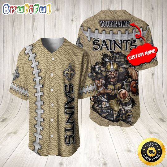 New Orleans Saints Baseball Jersey Team Spirit Tops