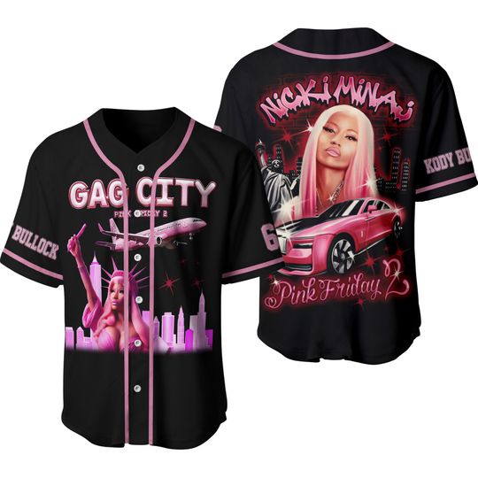 Nicki Minaj Baseball Jersey, Nicki Minaj Gag City Pink Friday 2 Tour Jersey