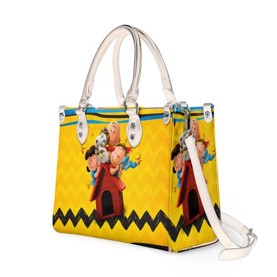 Snoppy Peanuts Leather Bag, Dog Lovers Women's Leather Bag Gift