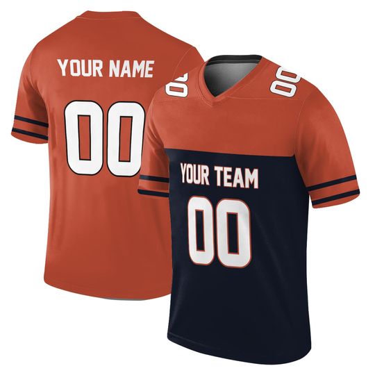 Personalized Football Black and Orange Jersey I2, Bears Football Jersey, Sports team uniform for Unisex fans, Game day Football shirt