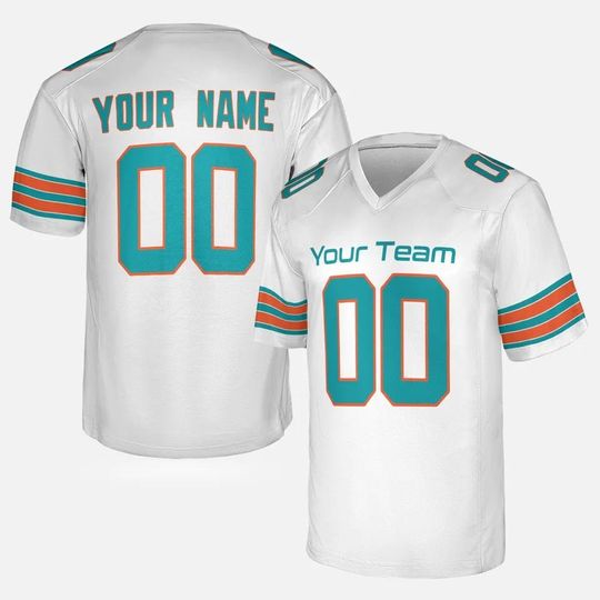 Custom Miami Dolphins Football Jersey Men Women White Alternate Personalized Team Name & Number