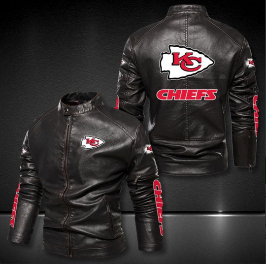 Kansas City Chiefs Stand Collar Leather Jacket, Winter Coat