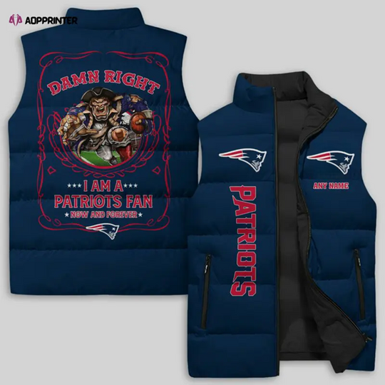 New England Patriots Sleeveless Puffer Jacket Custom For Fans Gifts