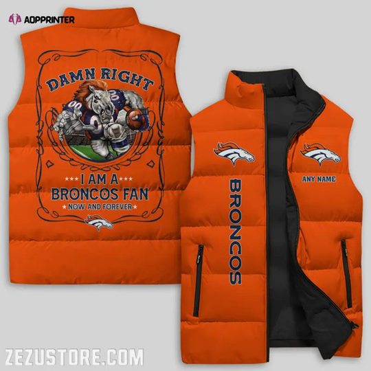 Denver Broncos Sleeveless Puffer Jacket Custom For Fans Gifts