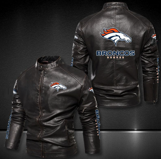 Denver Broncos Stand Collar Leather Jacket, Winter Coat