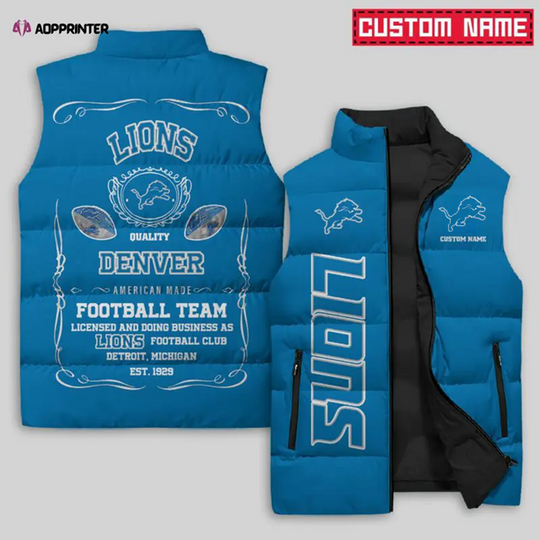 Detroit Lions Sleeveless Puffer Jacket Custom For Fans Gifts