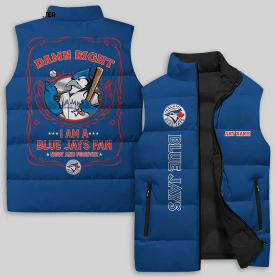 Toronto Blue Jays Sleeveless Puffer Jacket Custom For Fans Gifts