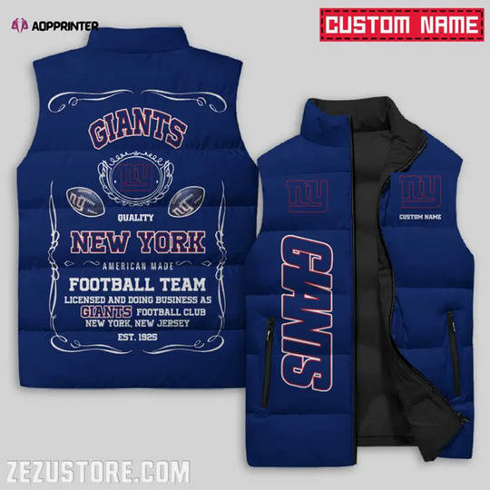 New York Giants Sleeveless Puffer Jacket Custom For Fans Gifts