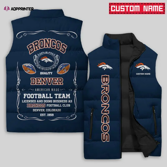 Denver Broncos Sleeveless Puffer Jacket Custom For Fans Gifts