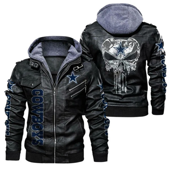 Dallas Cowboys Hooded Leather Jacket, Gift For Father