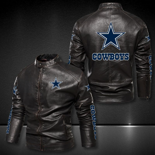Dallas Cowboys Stand Collar Leather Jacket, Winter Coat