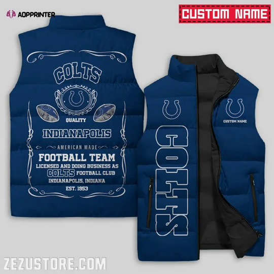 Indianapolis Colts Sleeveless Puffer Jacket Custom For Fans Gifts