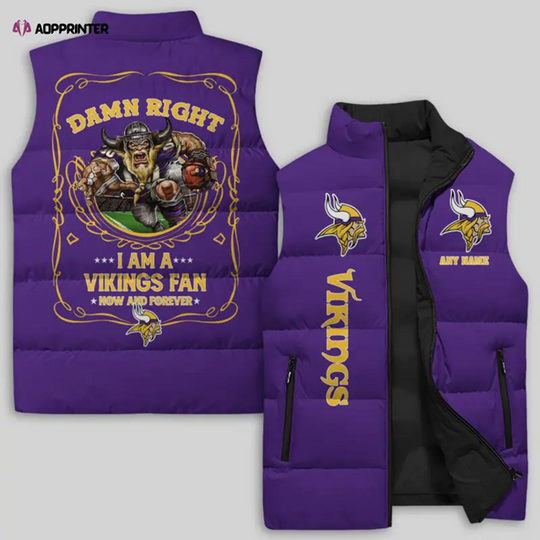 Minnesota Vikings Sleeveless Puffer Jacket Custom For Fans Gifts