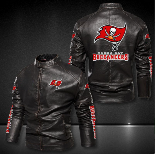 Tampa Bay Buccaneers Stand Collar Leather Jacket, Winter Coat