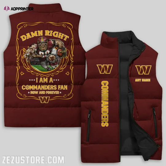 Washington Commanders Sleeveless Puffer Jacket Custom For Fans Gifts