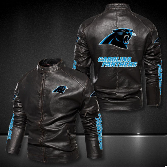 Carolina Panthers Stand Collar Leather Jacket, Winter Coat