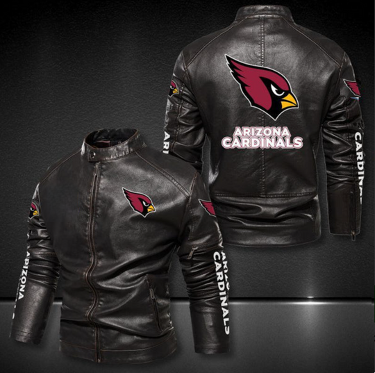 Arizonna Cardinals Stand Collar Leather Jacket, Winter Coat