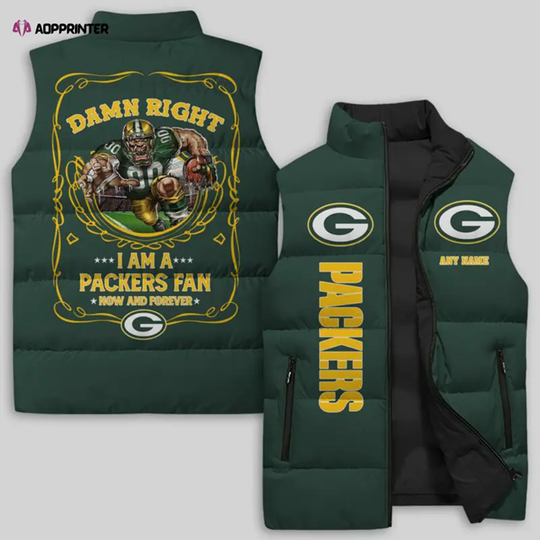 Green Bay Packers Sleeveless Puffer Jacket Custom For Fans Gifts