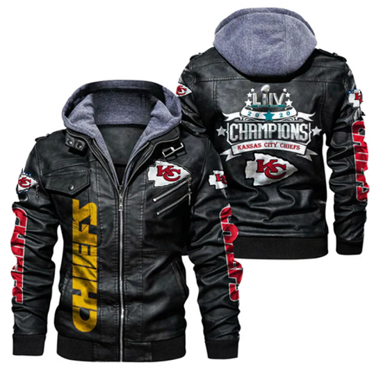 Discover Kansas City Chiefs Super Bowl Hooded Leather Jacket, Gift For Father