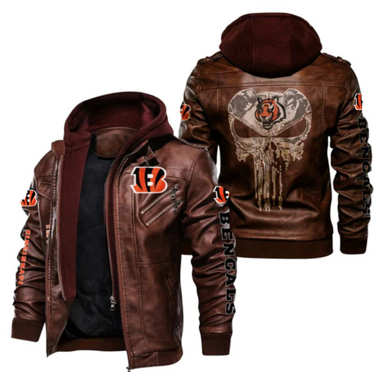 Cincinnati Bengals Hooded Leather Jacket, Gift For Father