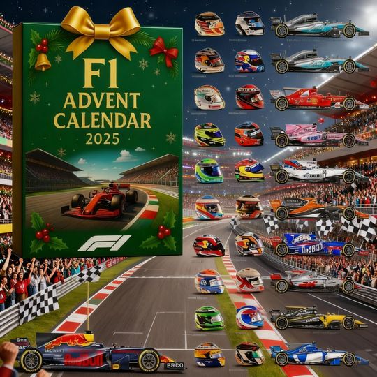 Discover Motorsport Car Advent Calendar 2025, Racing Helmet and Vehicle Set, Christmas Countdown Gift for Him, 24 Day Holiday Box