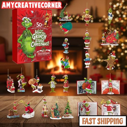 Discover Green Christmas Monster Advent Calendar 2025, 24 Days Holiday Countdown Box, Funny Furry Creature Mini Figures, Christmas Gift for Kids