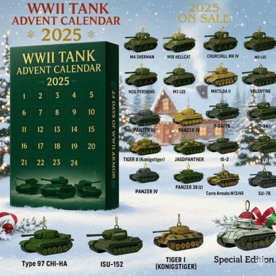 Discover 2D acrylic WW2 Tank Advent Calendar 2025, Tank advent advent calendar, Xmas gift, Tank ornament blind box, Xmas gift