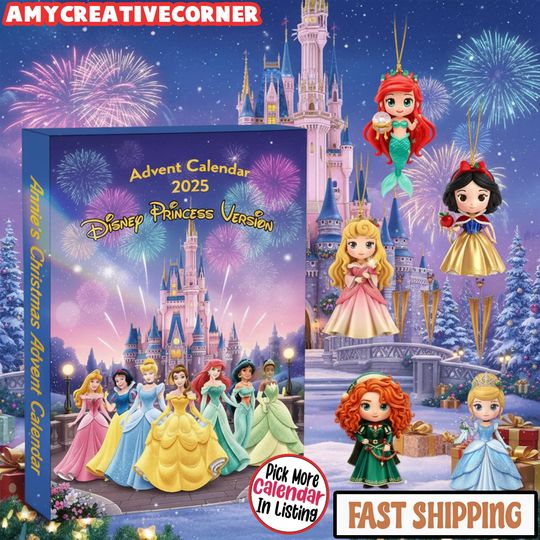Discover Cartoon Princess Advent Calendar 2025  24 Day Countdown Gift Box for Kids with Cute Mini Royal Figures  Christmas Surprise for Girls