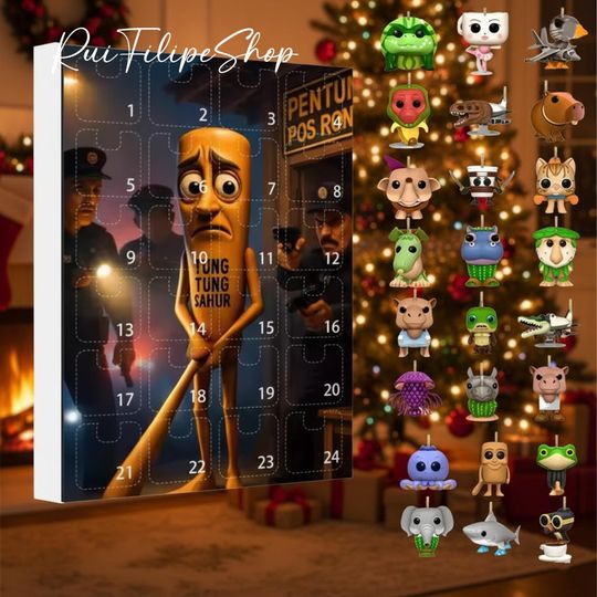 Discover Funny Brainrot Advent Calendar, Tung Tung Tung Sahur Advent Calendar, Funny Christmas Advent Calendar, Unique Holiday Countdown Gift