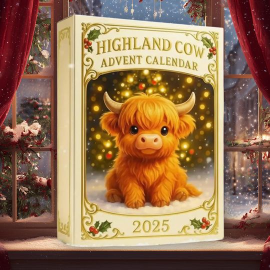 Discover Highland Cow 2025 Christmas Advent Calendar, Farmhouse Christmas Charms, 24-Day Countdown Ornament, Christmas Highland Cows Blind Boxes Gift