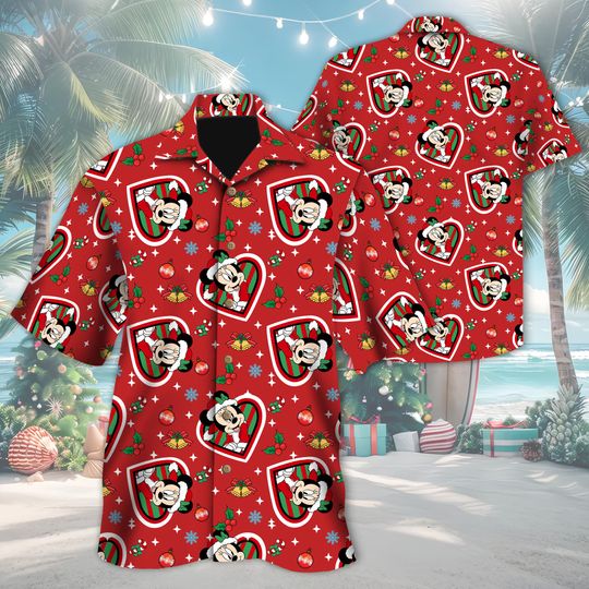 Discover Disney Minnie Christmas Hawaiian Shirt, Minnie Mouse Disney Hawaii Shirt, Winter Christmas Disney Hawaiian, Merry Christmas Gift