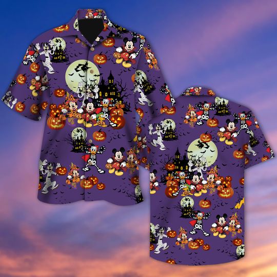 Discover Disney Mickey And Friends Halloween Hawaiian Shirt, Minnie Mouse Goofy Daisy Donald Pluto Hawaii Shirt, Trick Or Trick Shirt, Summer