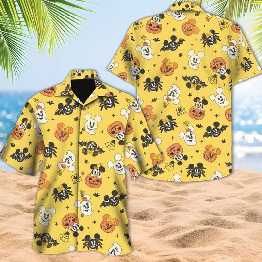 Discover Disney Mickey Minnie Family Matching Hawaiian Shirt, Disney Hawaiian Shirt, Halloween Disneyland Family Trip Hawaiian Shirt