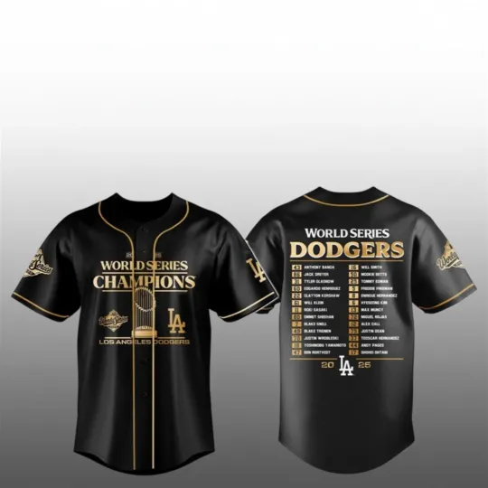 Discover Dodgers World Series 2025 Back In Black Baseball Jersey