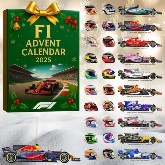 Discover Racing Advent Calendar 2025, 24-Day Countdown Calendar with Racing Themed Ornaments, Classic Car Collection, Countdown Gift for Racing Fans