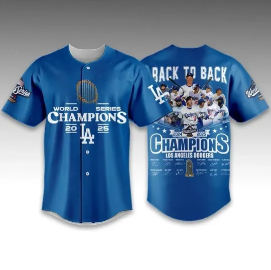 Dodgers Back To Back World Series Champions 2025 Baseball Jersey