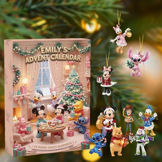 Discover Disney Christmas Advent Calendar, Disney 2D Advent Calendar, Cute Christmas Acrylic Ornaments, Disney 24-Day Countdown Gift Box, Blind