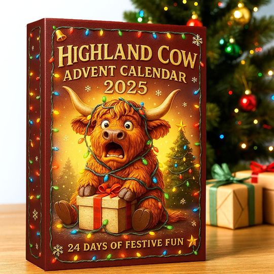 Discover Highland Cow Advent Calendar, Holiday Collectible Figurines, Christmas Ornaments, 24 Resin Farmhouse, Christmas Figurines, Christmas gifts